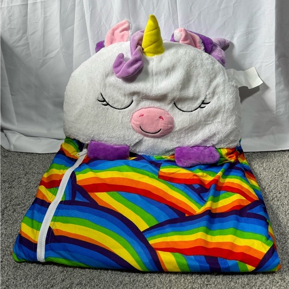 Happy Nappers Plush Unicorn Pillow with Rainbow Accent Sleeping Bag - Picture 4 of 7